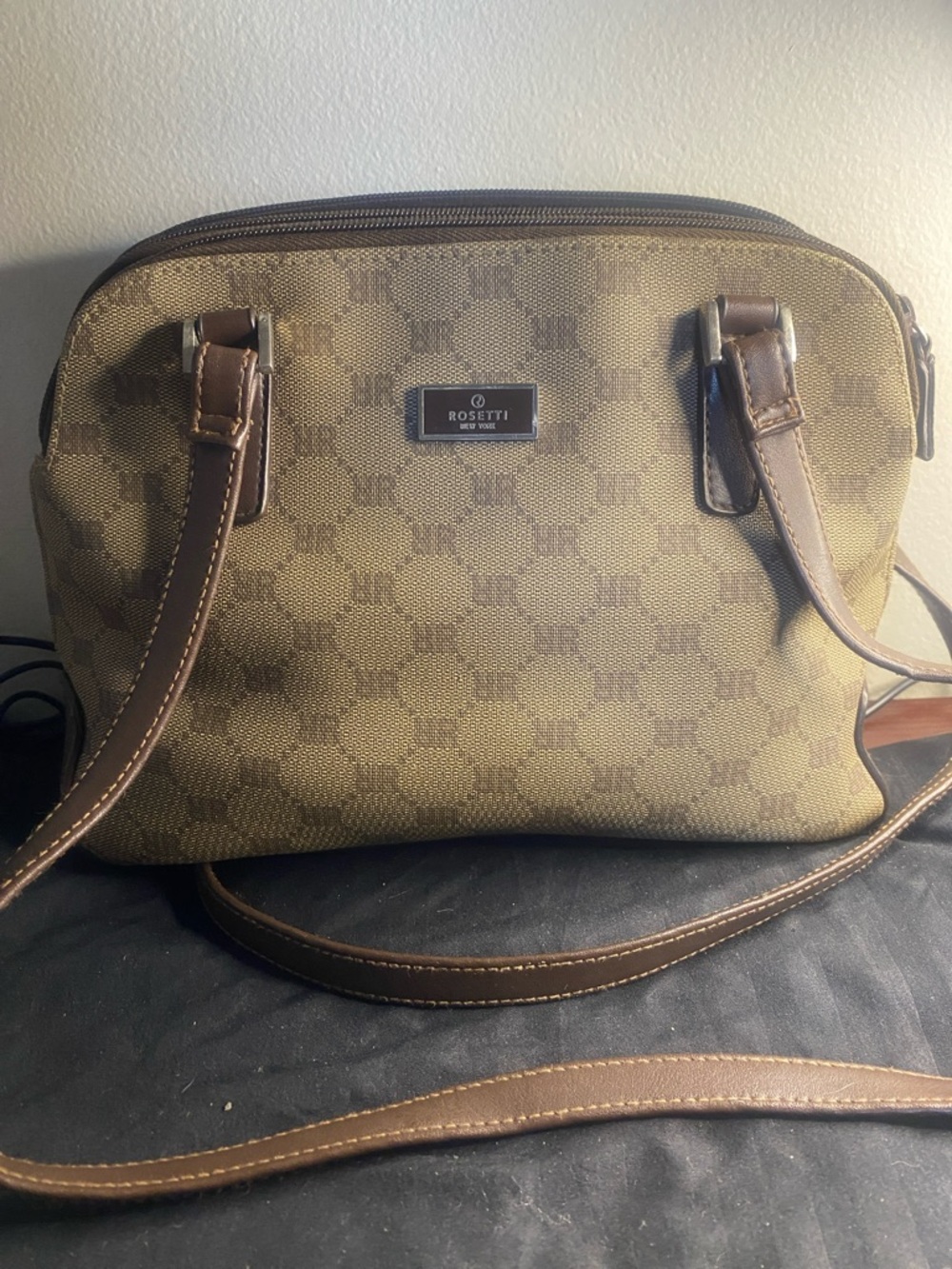 Rosetti Brown Patterned Crossbody Dome Bag